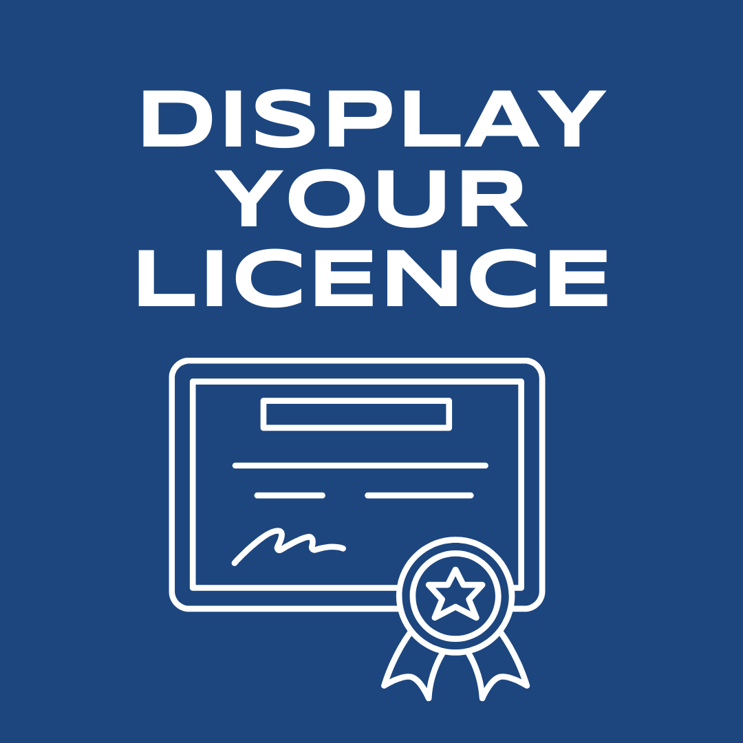 display your licence